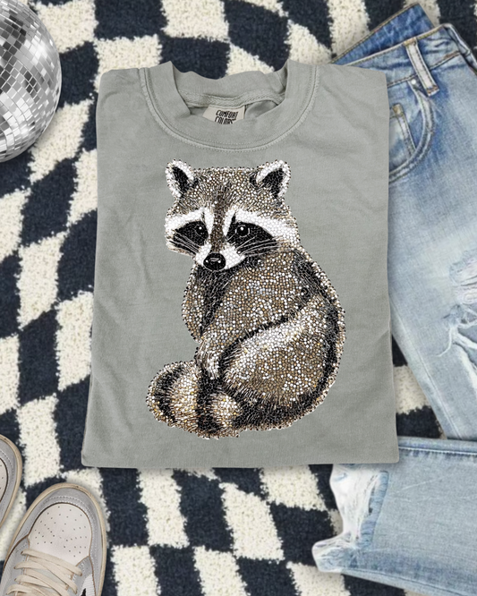 Faux Rhinestone Racoon DTF Transfer