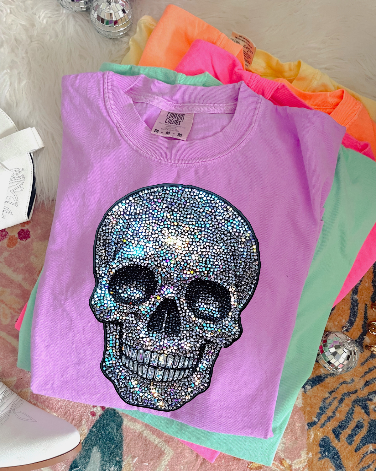 Faux Rhinestone Skull DTF Transfer