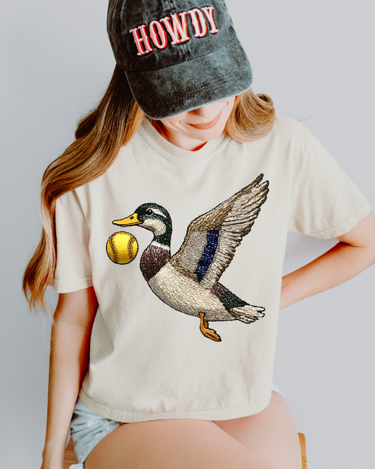 Faux Rhinestone Softball Mallard DTF Transfer