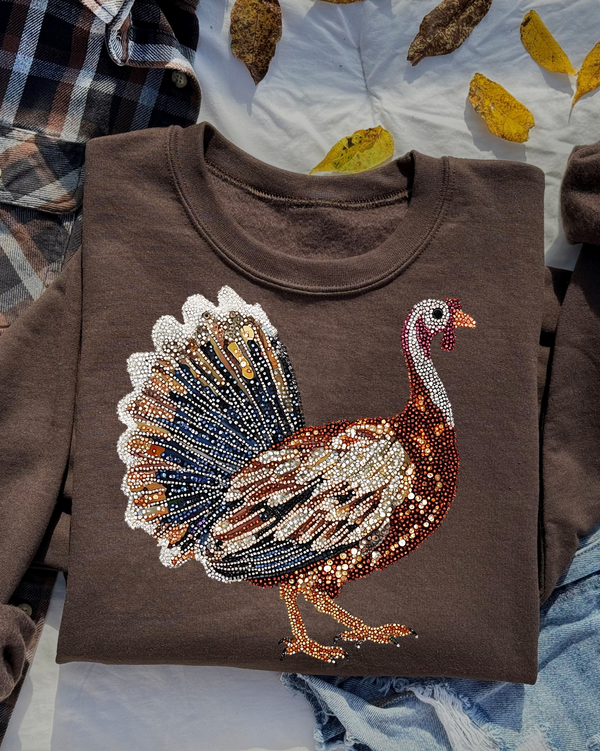 Faux Rhinestone Turkey DTF Transfer