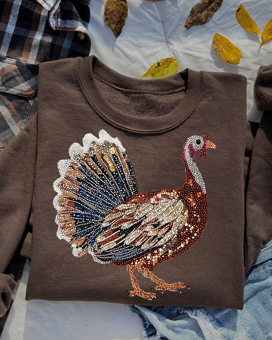 Faux Rhinestone Turkey DTF Transfer