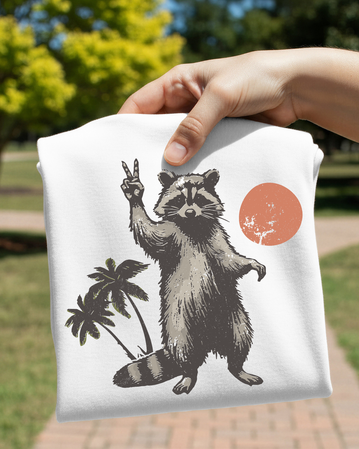 Raccoon Peace DTF Transfer