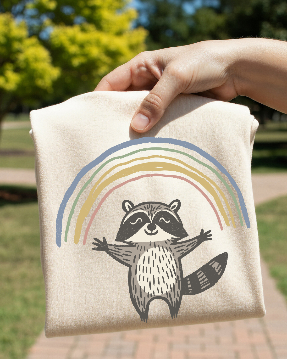 Raccoon Rainbow DTF Transfer