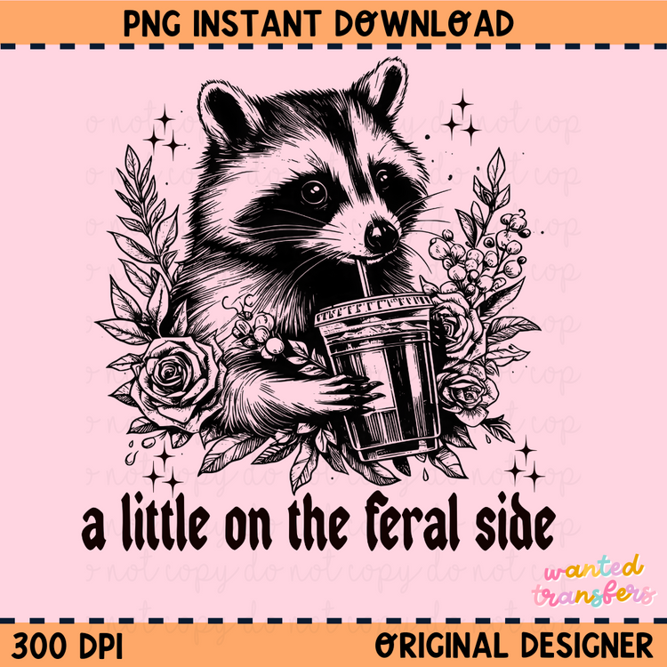 A Little on the Feral Side Racoon PNG Digital Download