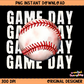 Game Day Watercolor Baseball White PNG Digital Download