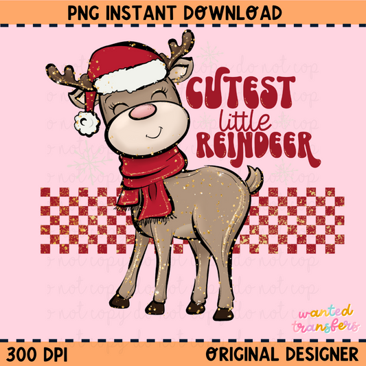 Cutest Little Reindeer Christmas PNG Digital Download