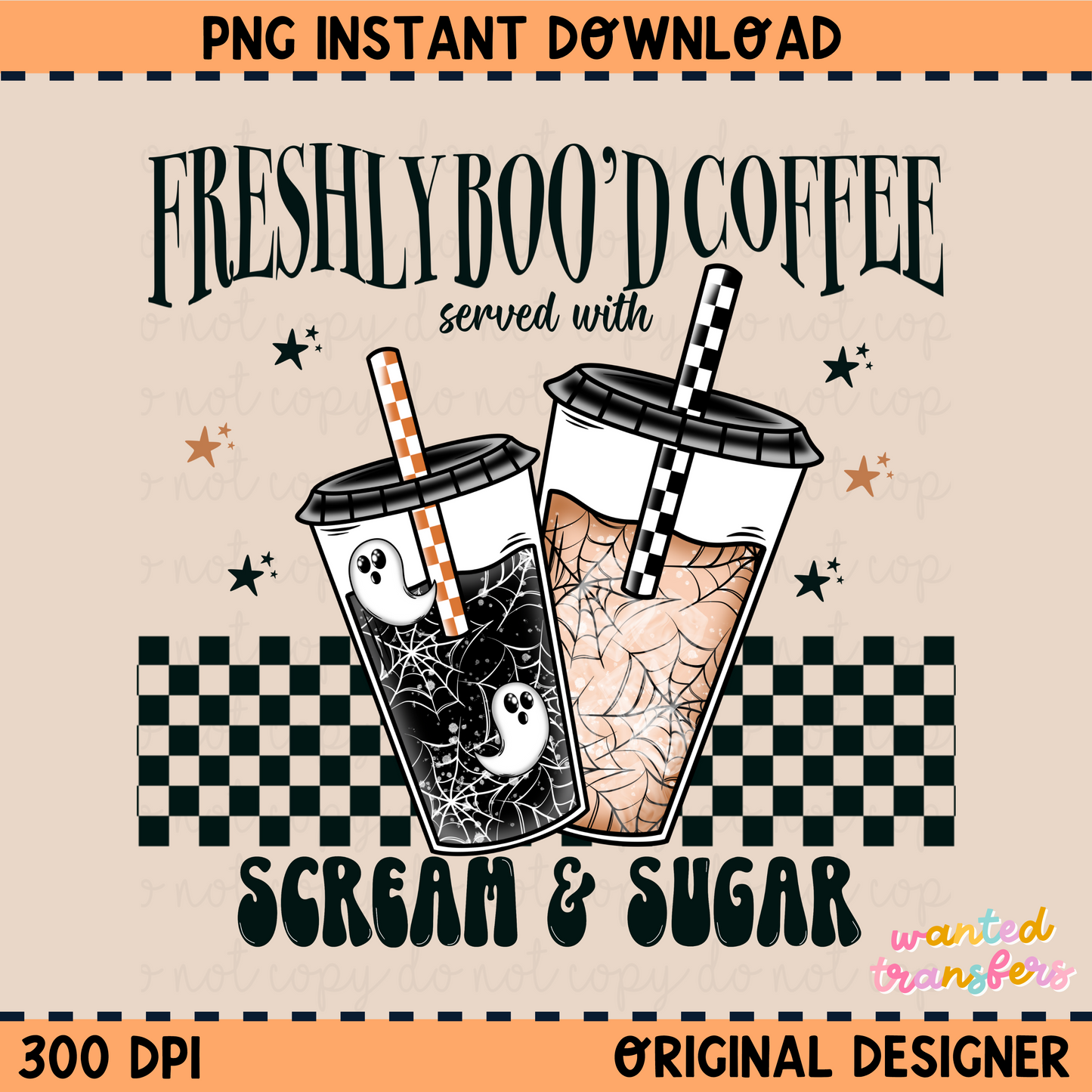 Freshly Boo'd Coffee Halloween PNG Digital Download