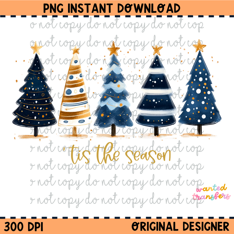 Tis the Season Blue Christmas PNG Digital Download