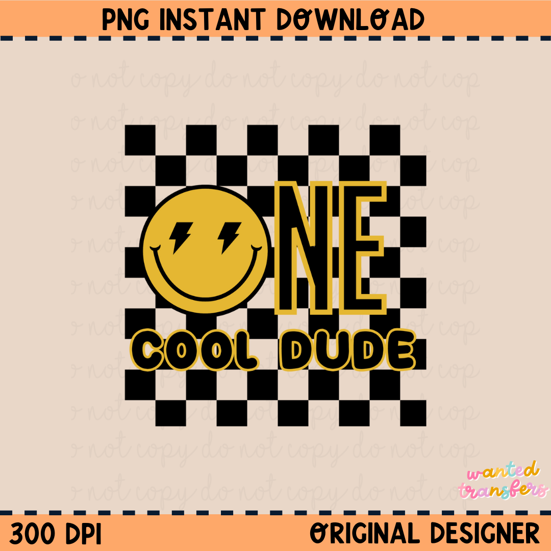 One Cool Dude Birthday PNG Digital Download