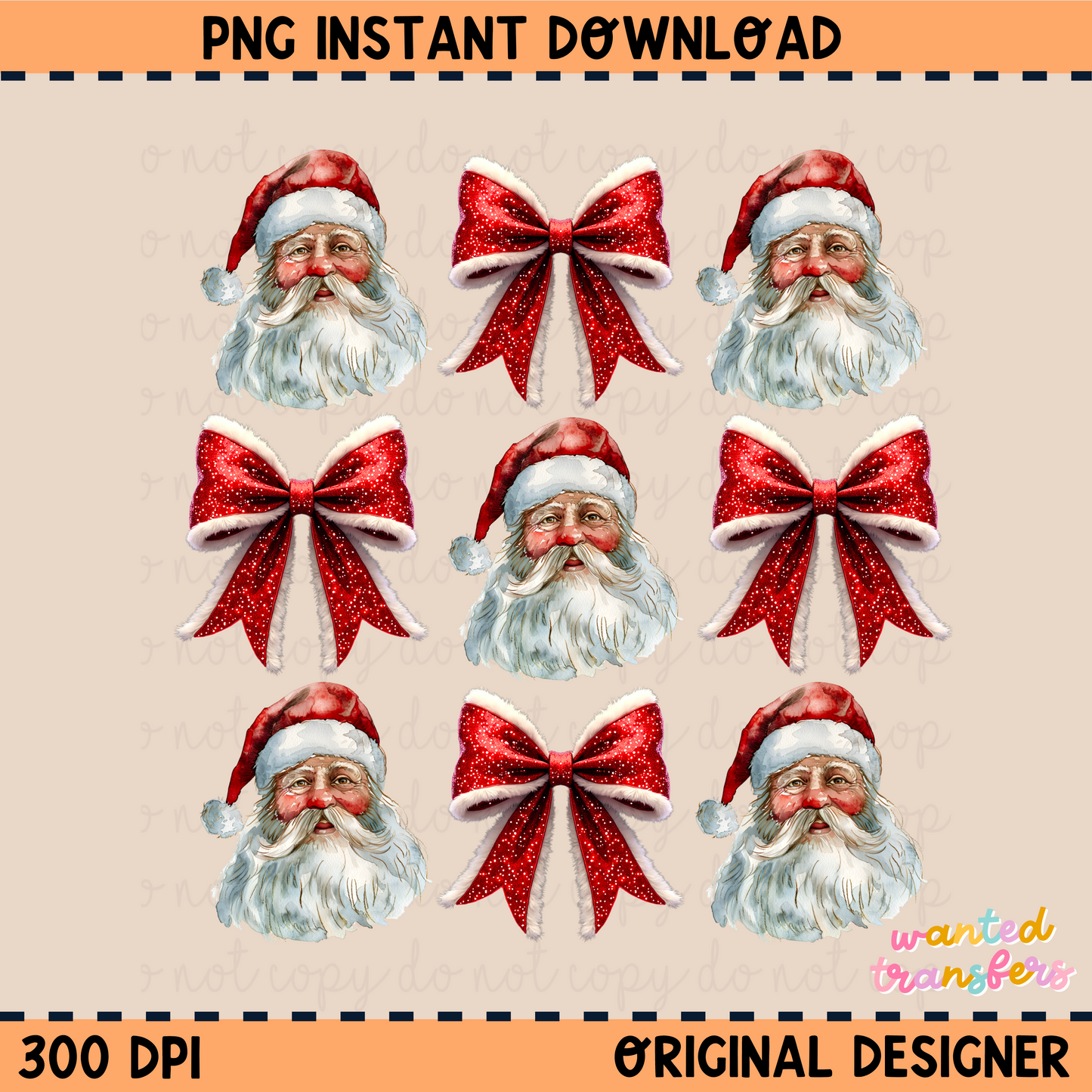 Santa Coquette Faux Glitter PNG Digital Download