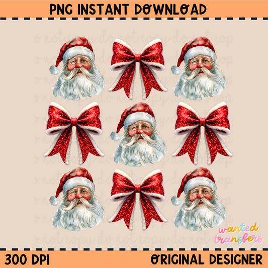 Santa Coquette Faux Glitter PNG Digital Download