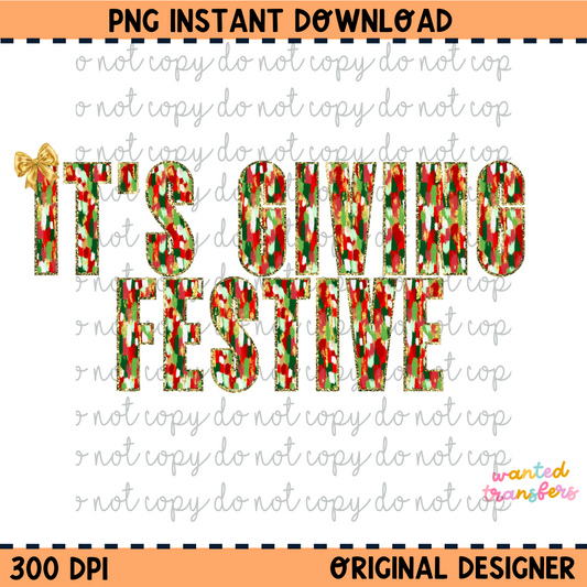 It's Giving Festive Christmas PNG Digital Download