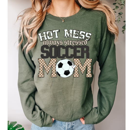 Hot Mess Always Stressed Soccer Mom Leopard DTF Transfer