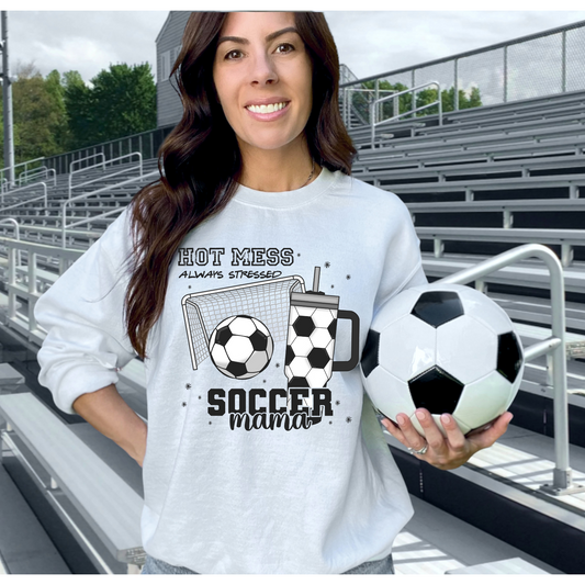 Hot Mess Soccer Mama Black Text DTF Transfer