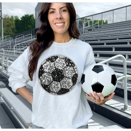 Faux Glitter Soccer Ball DTF Transfer