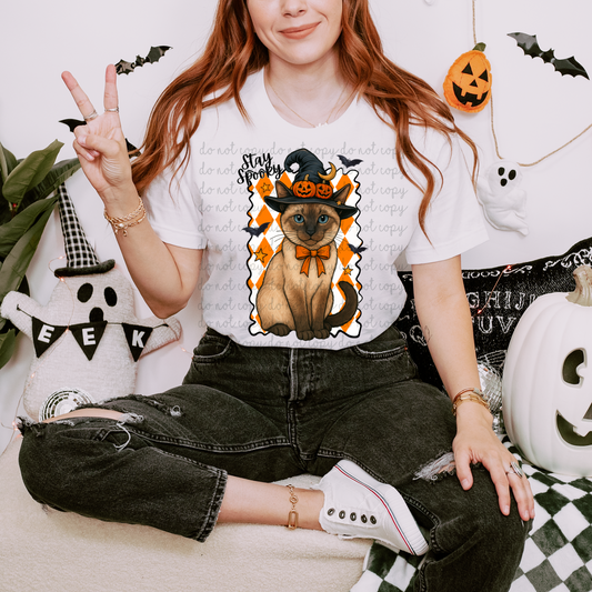Spooky Siamese Cat DTF Transfer
