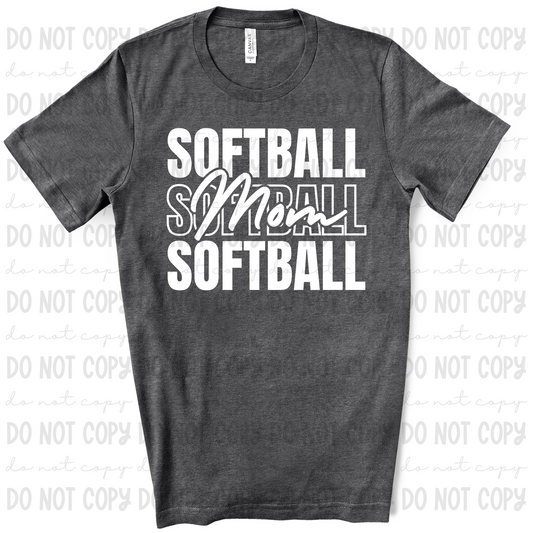 Softball Mom White Font Repeat DTF Transfer