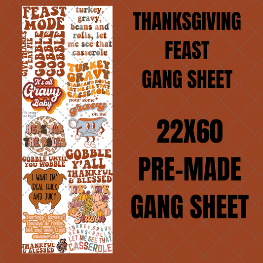 Thanksgiving Feast Premade Gang Sheet 22"x60"