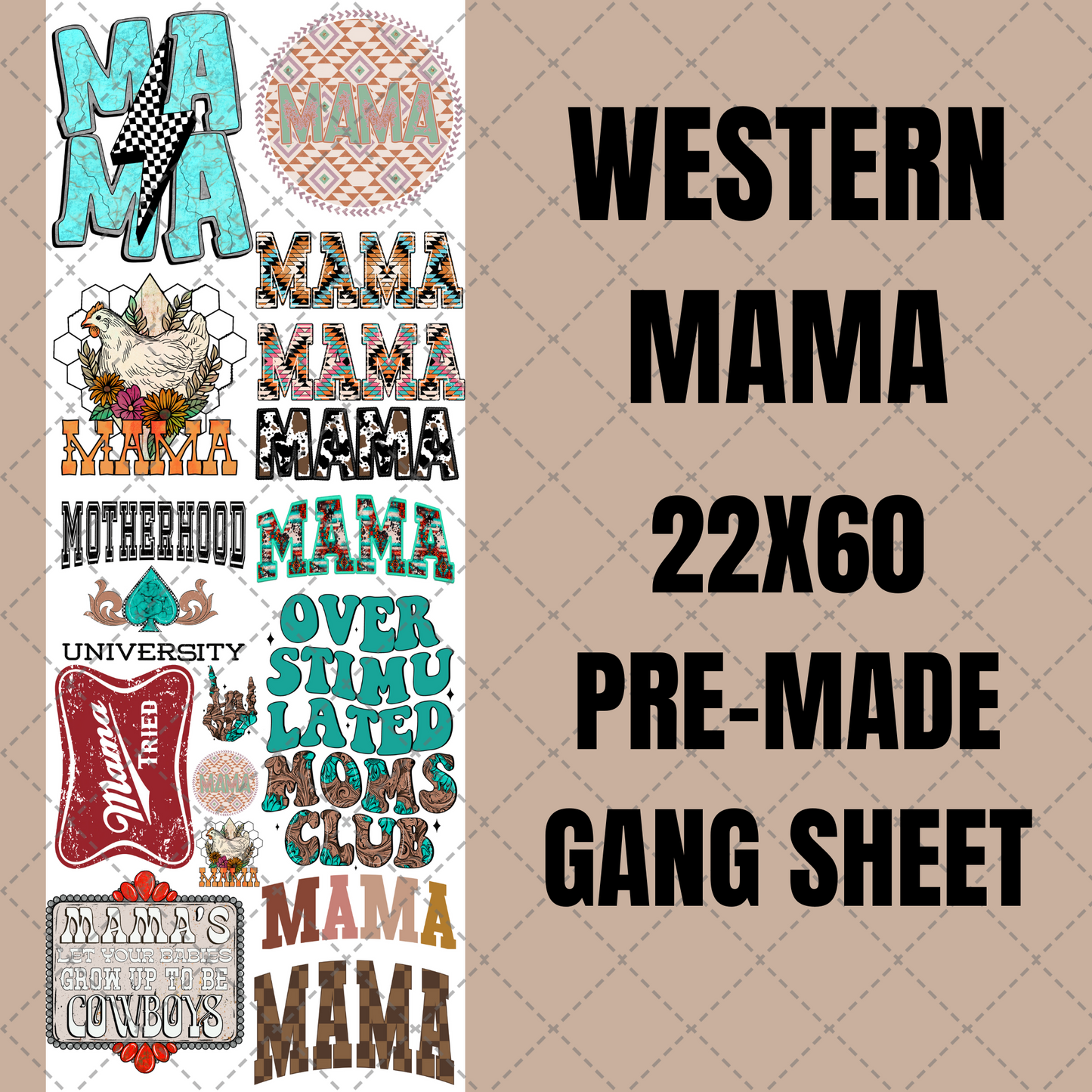 Western Mama Premade Gang Sheet 22"x60"