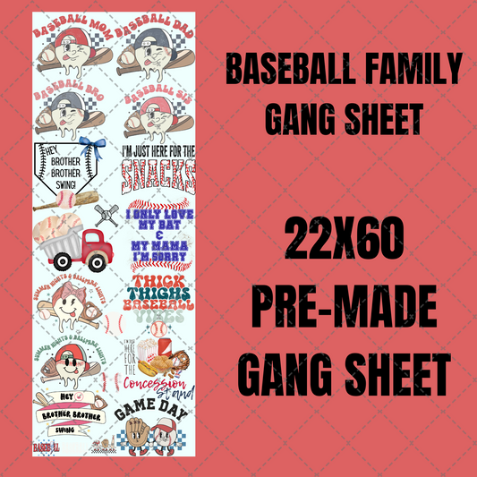 Baseball Family Premade Gang Sheet 22"x60"