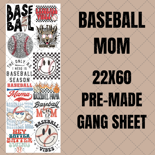 Baseball Mom Premade Gang Sheet 22"x60"