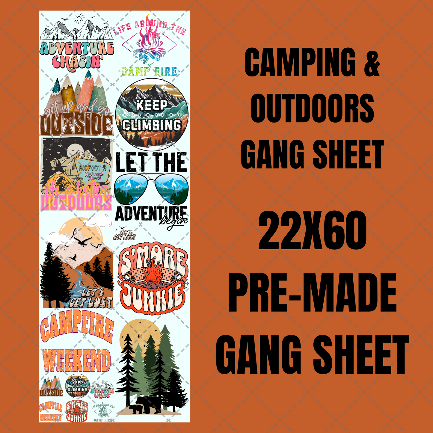 Camping & Outdoors Premade Gang Sheet 22"x60"