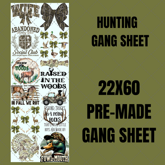 Hunting Premade Gang Sheet 22"x60"