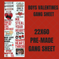 Boys Valentines Premade Gang Sheet 22"x60"