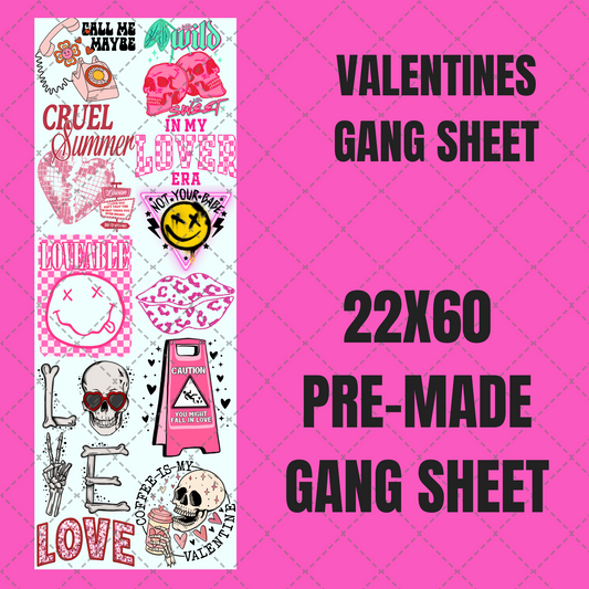 Valentine Premade Gang Sheet 22"x60"