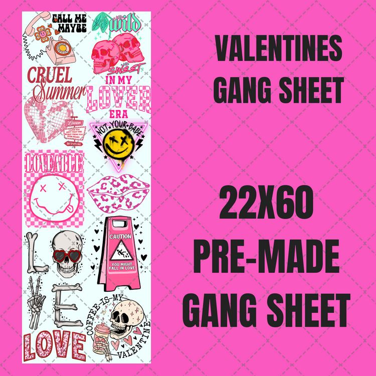 Valentine Premade Gang Sheet 22"x60"