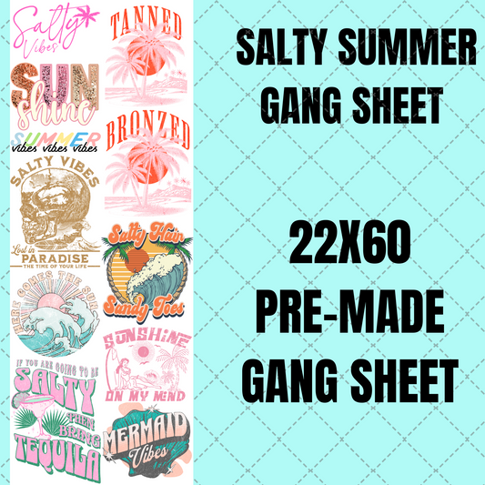 Salty Summer Premade Gang Sheet 22"x60"