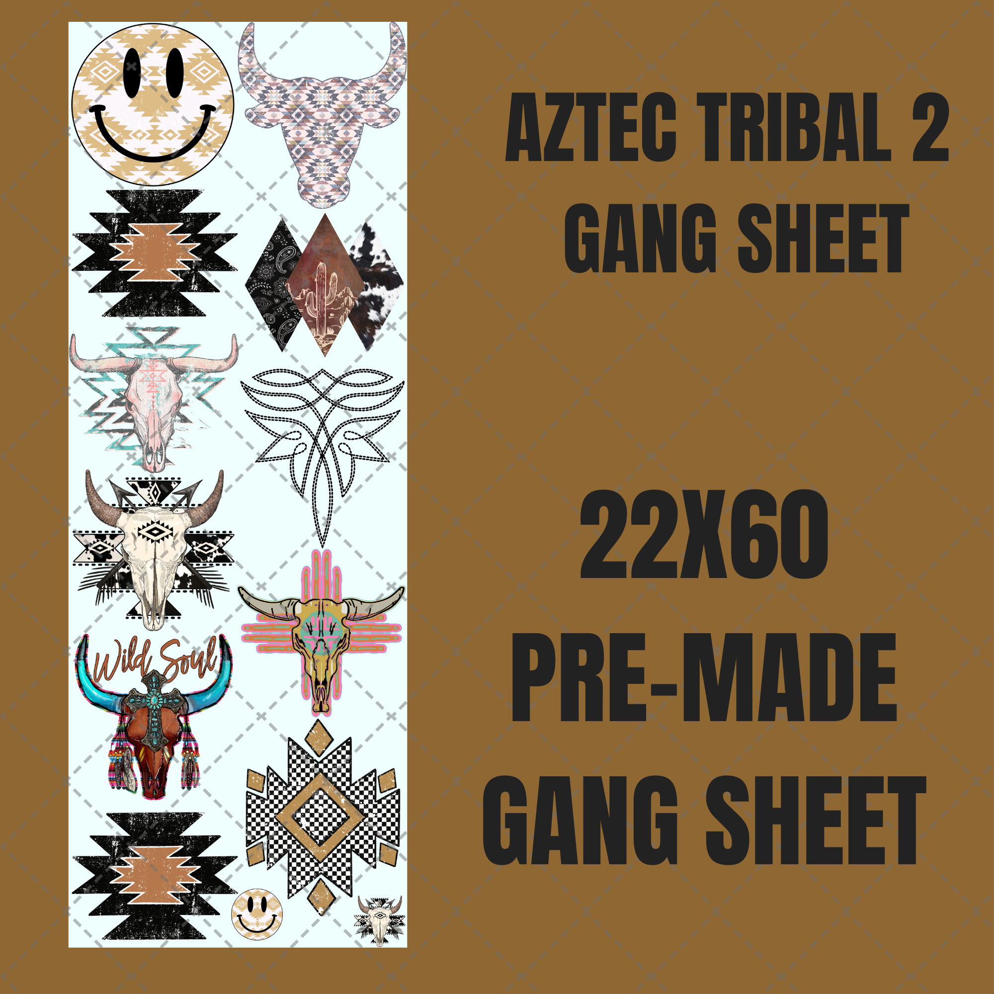 Aztec Print Crew Aztec Tribal 2 Premade Gang Sheet 22