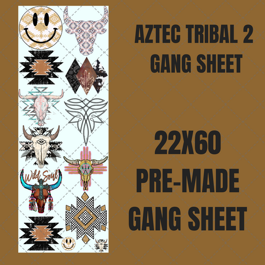 Aztec Tribal 2 Premade Gang Sheet 22"x60"