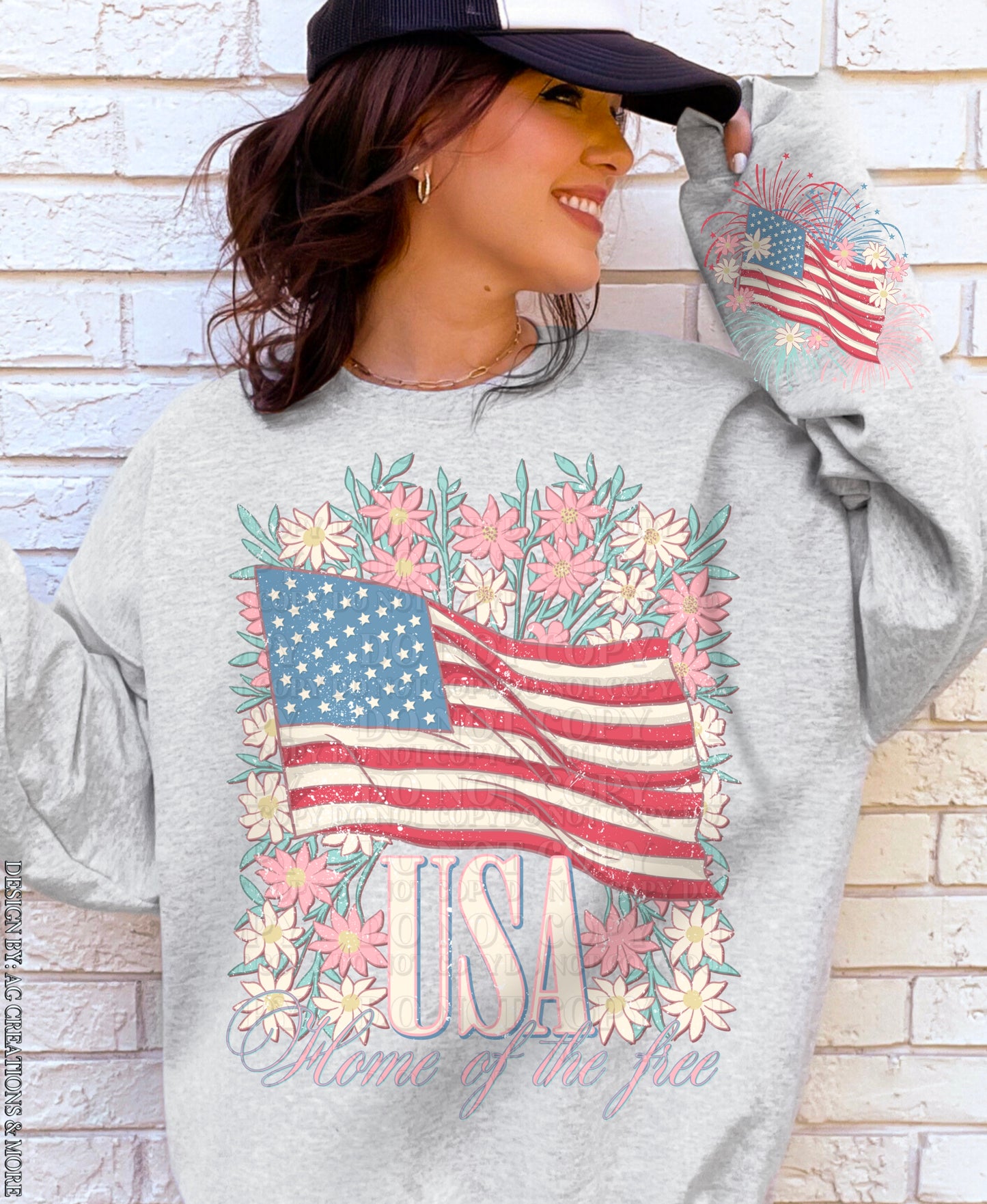 USA Floral 4th of July DTF Transfer (SET OF BOTH TRANSFERS)