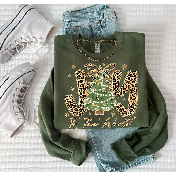 Joy to the World Leopard Christmas DTF Transfer