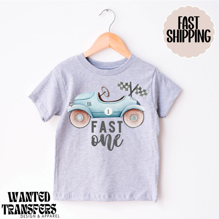 Fast Racing Birthday, Race Car Themed Birthday Tee, Trendy Birthday Dude, Fast, Racing, Watercolor Car, Race Track, First Birthday
