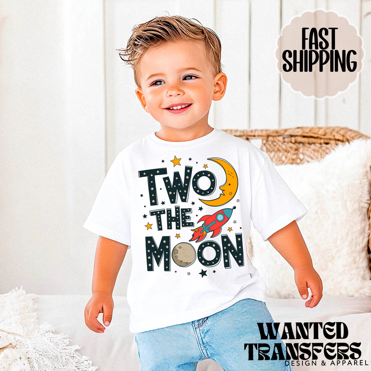Two the Moon Space Themed Birthday Tee, Trendy Birthday Dude, Second Birthday, 2nd, Space Birthday, Space Birthday Boy