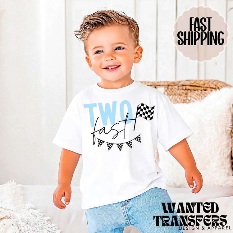 Two Fast Birthday, Race Car Themed Birthday Tee, Trendy Birthday Dude, Fast, Racing, Watercolor Car, Race Track, Two Fast (Copy)