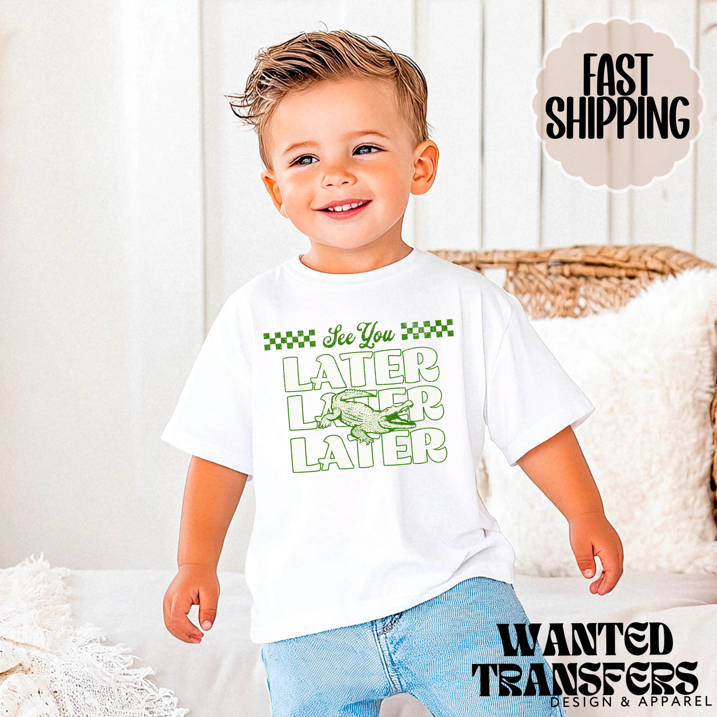 See Ya Later Alligator, Trendy Retro Boys Graphic Tee, Unisex, Grunge, Trendy Kids Tee, Everyday Tee