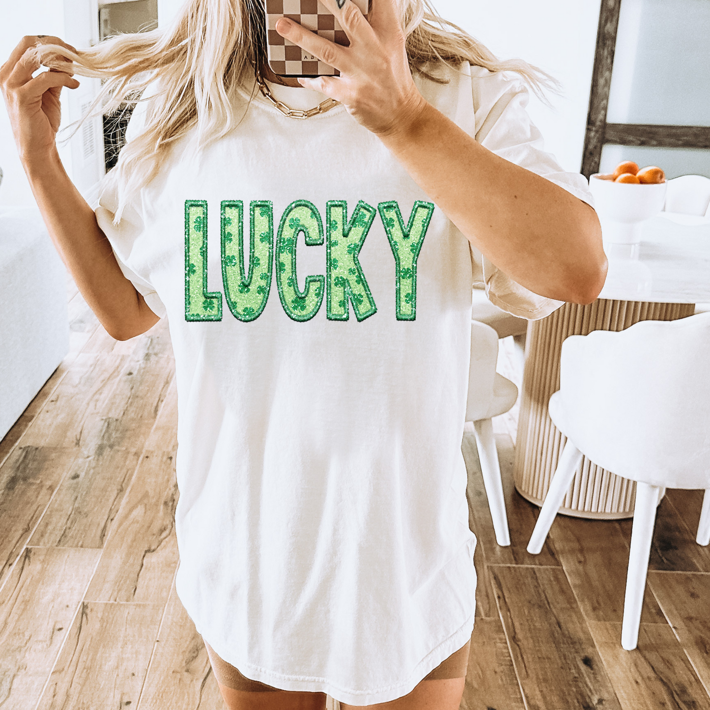 Faux Glitter Lucky St. Patrick's Day DTF Transfer