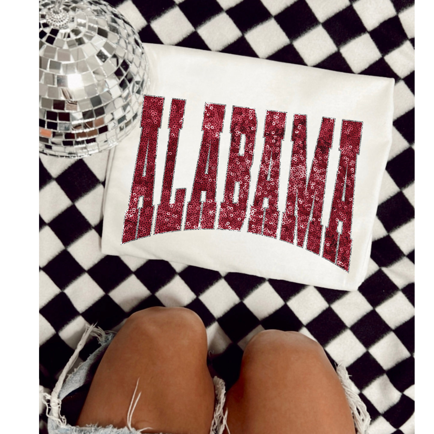 Faux Sequin Alabama Roll Tide DTF Transfer