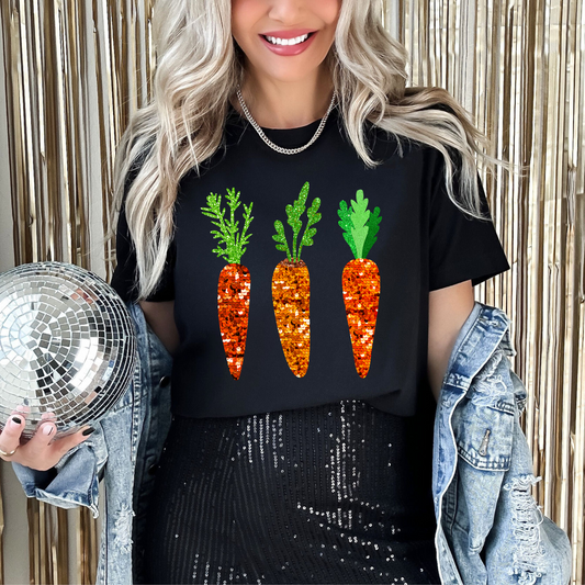 Faux Sequin Carrots Easter DTF Transfer