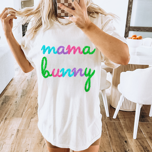 Faux Tinsel Mama Bunny DTF Transfer