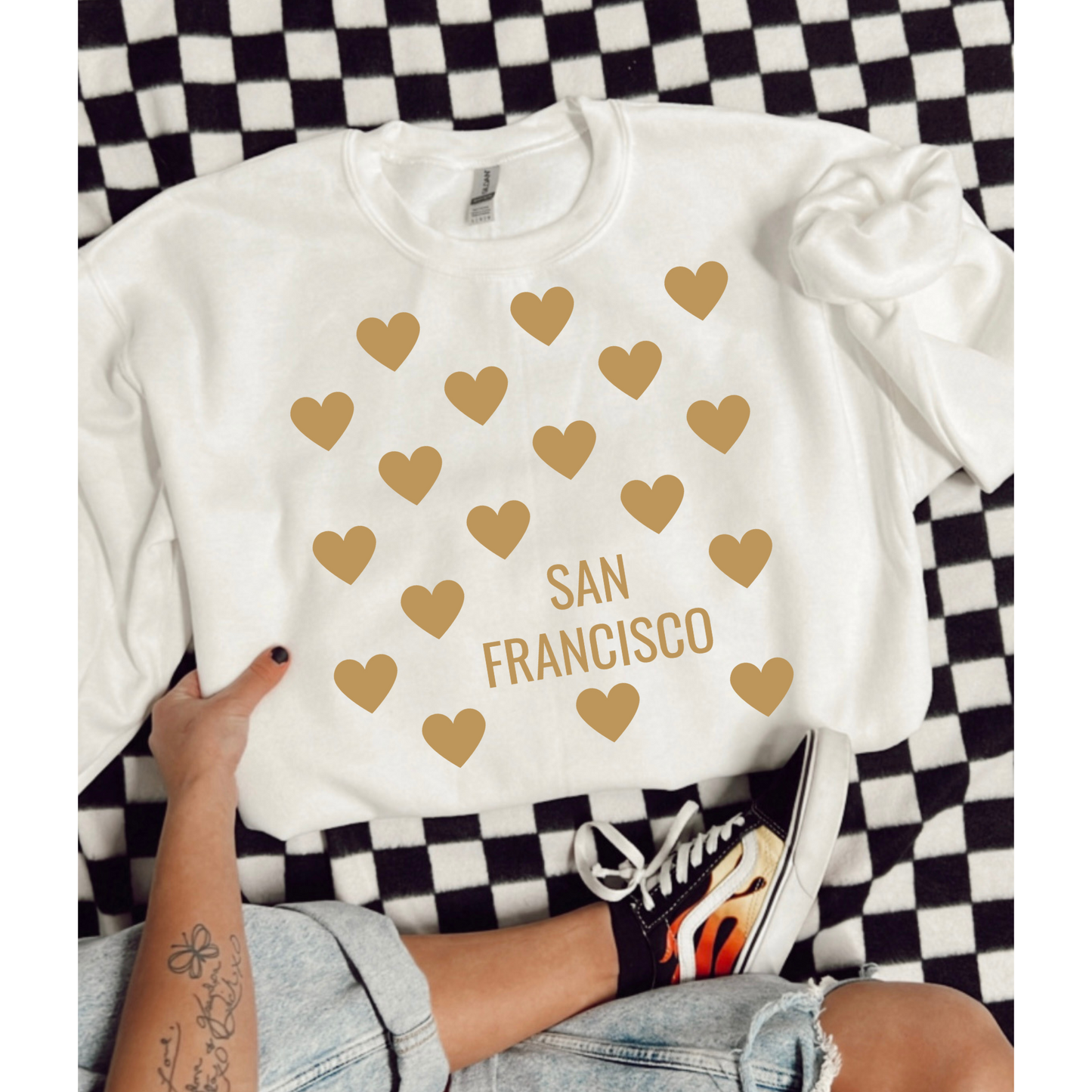 San Francisco Gold Hearts DTF Transfer