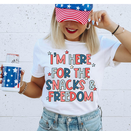 I'm Here for the Snacks and Freedom 4th of July DTF Transfer