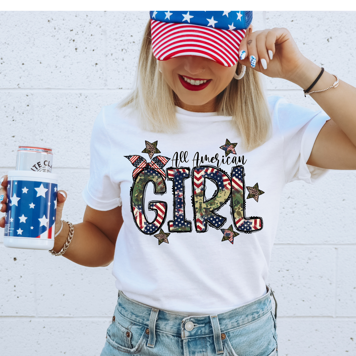 All American Girl 4th of July DTF Transfer