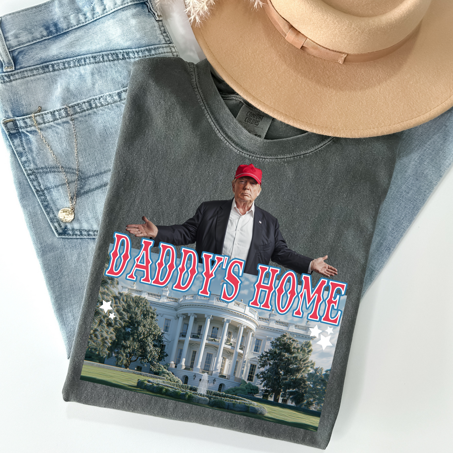 Red and Blue Daddy's Home Donald Trump DTF Transfer