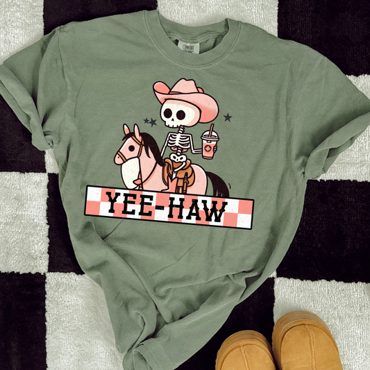 Yee Haw Pink Horse Western DTF Transfer