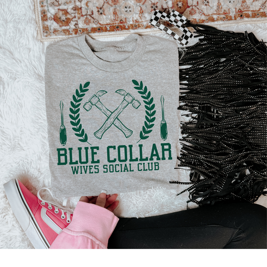 Blue Collar Wives Social Club Green Font DTF Transfer