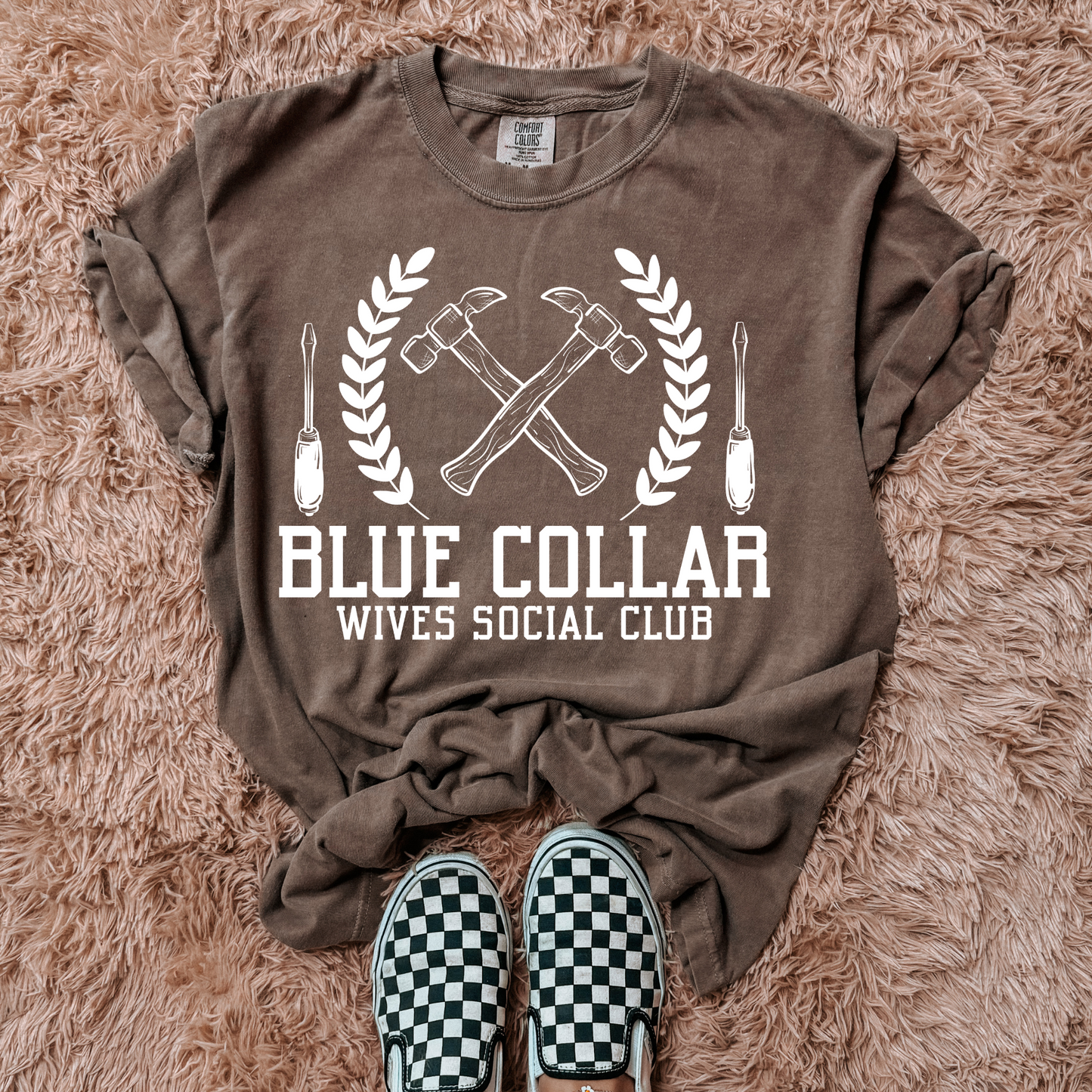 Blue Collar Wives Social Club White Font DTF Transfer